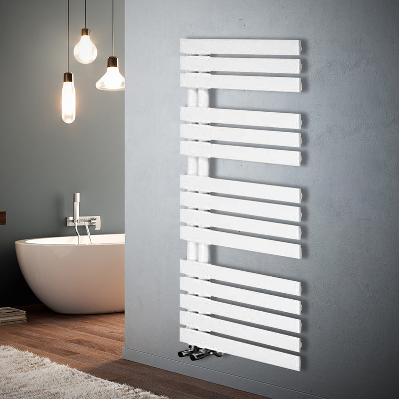 Designer Flat Panel Heated Bathroom Towel Rail Radiator Warmer Chrome White - Cints and Home