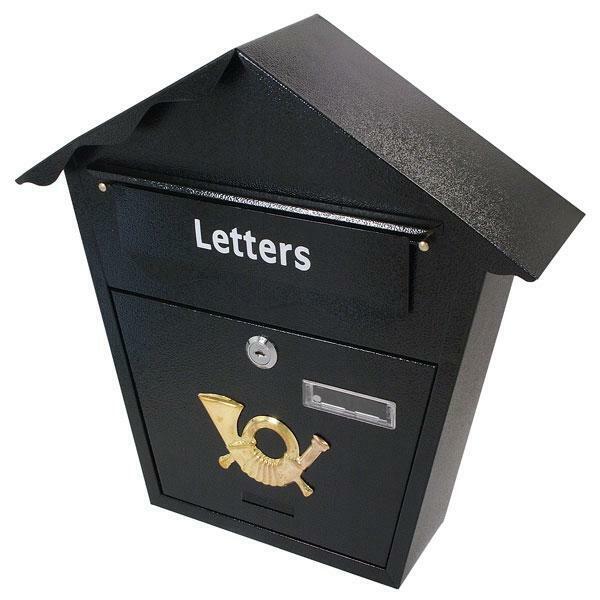 Letter Box Black Large Steel Wall Mounted Lockable (Genuine Nielsen CT2606)