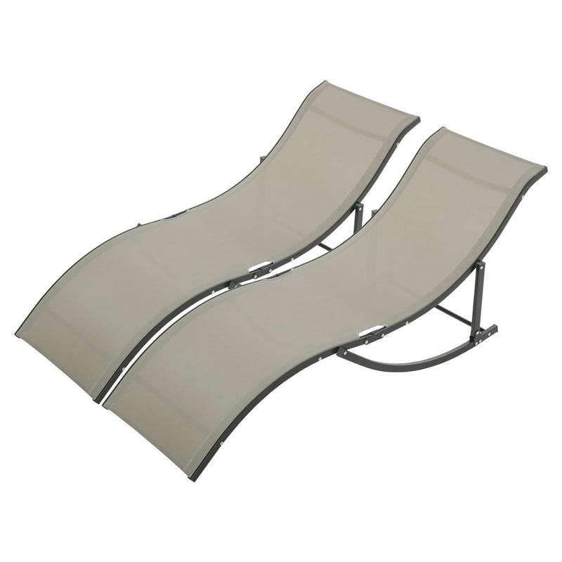 2 S-shaped Foldable Khaki Sleeping/Chair Lounge - Cints and Home