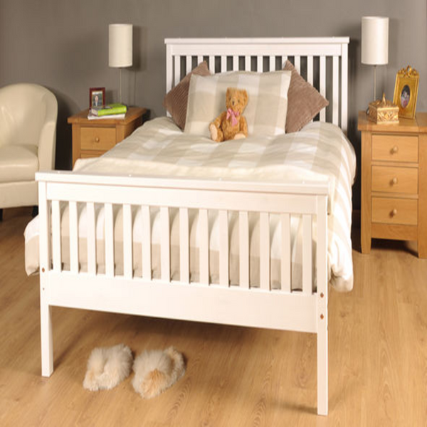 White Wooden 4FT6 Double Bed Frame - Cints and Home