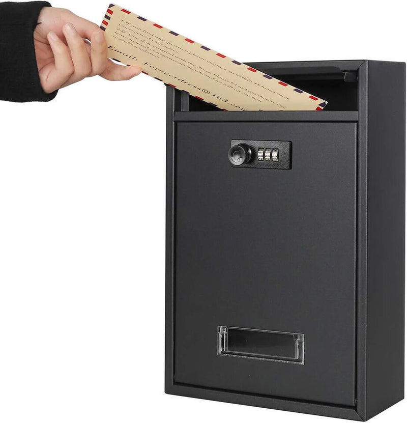 Black Large Lockable Letter Box  With Codes