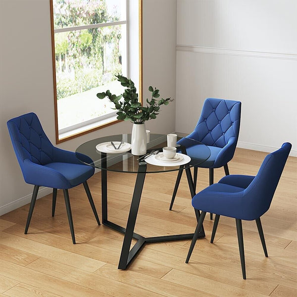 Black and Clear Tempered Glass  Dining Table