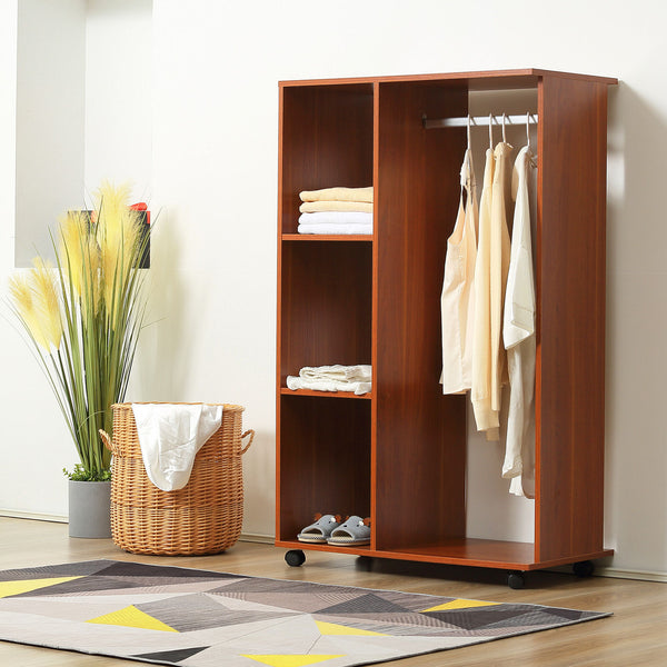 Single Mobile Open Wardrobe With Hanging Rail