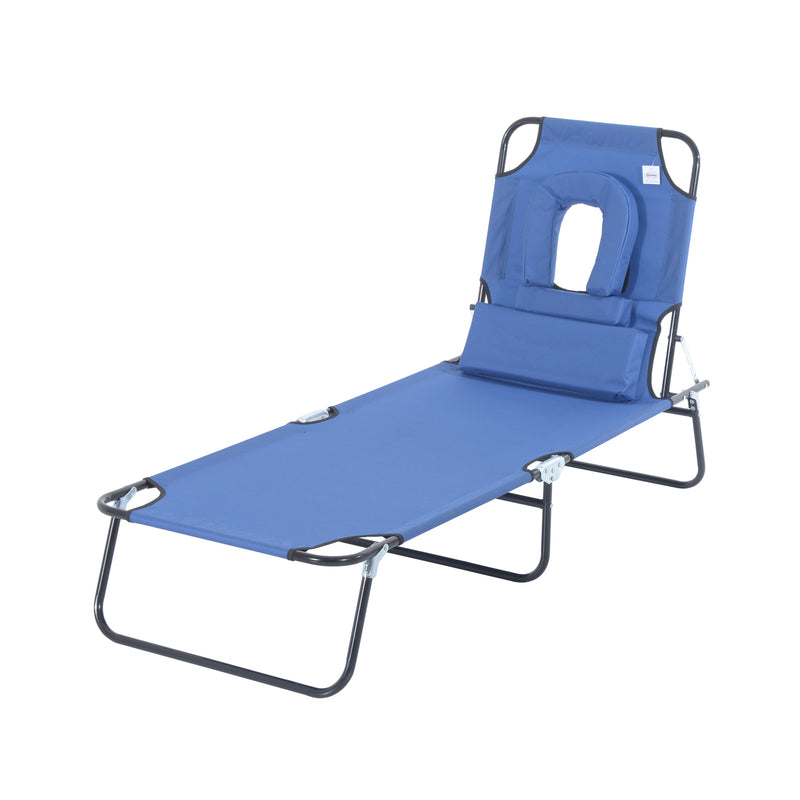 Adjustable Blue Sun Lounger With Pillow - Cints and Home
