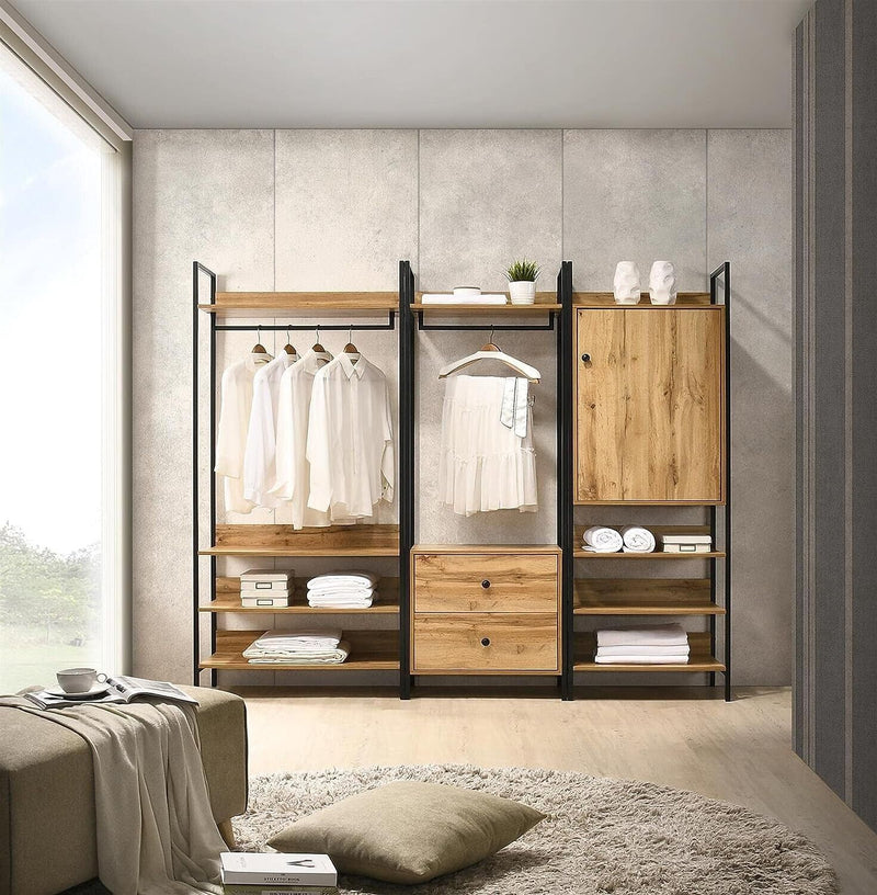 Double Open Wardrobe with 4 Shelves
