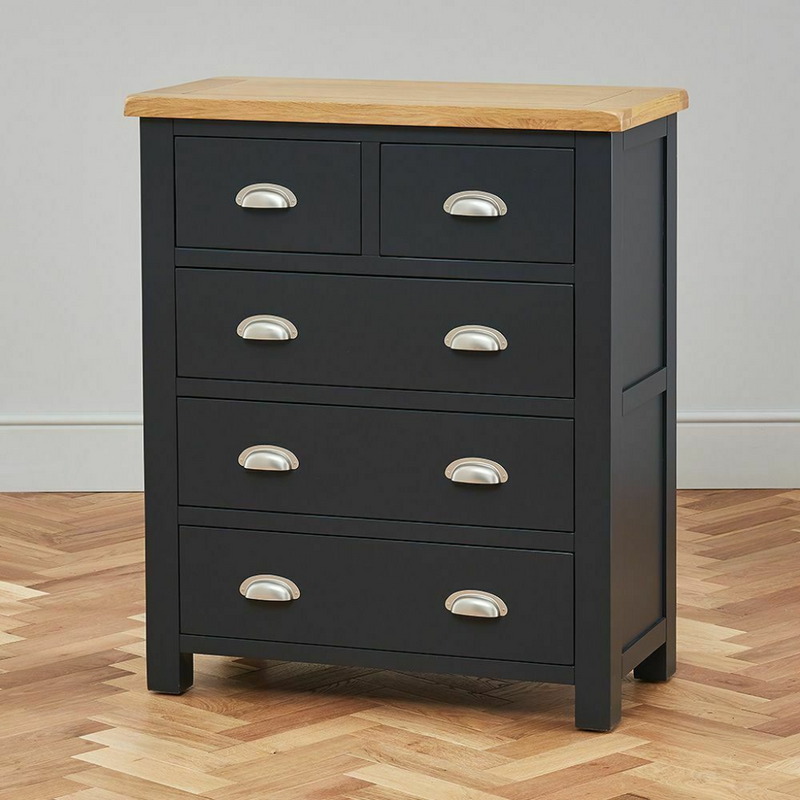 Painted Charcoal Grey 2 over 3 Drawer Chest - Cints and Home