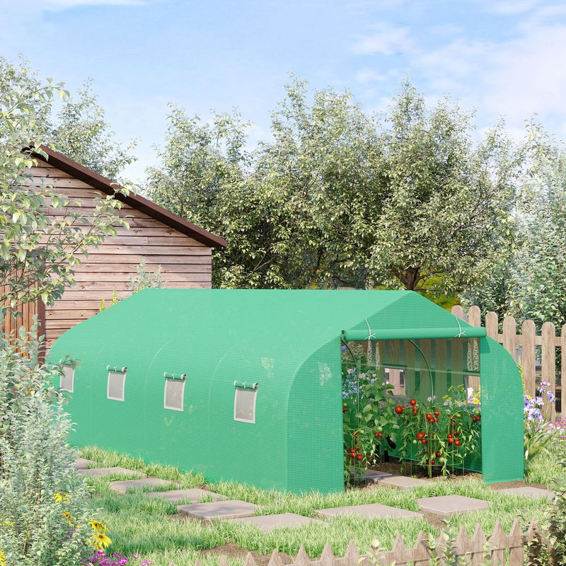 Green Walk-in Polytunnel Greenhouse - 6x3 m - Cints and Home