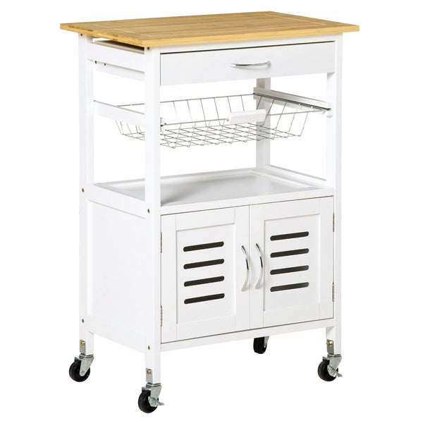 Rolling Kitchen Island  Utility Cart with Bamboo Top - Cints and Home