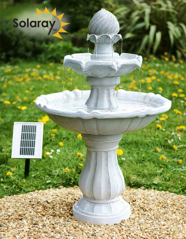 Solar Powered Water Feature  Fountain Tiered Cascade - Cints and Home