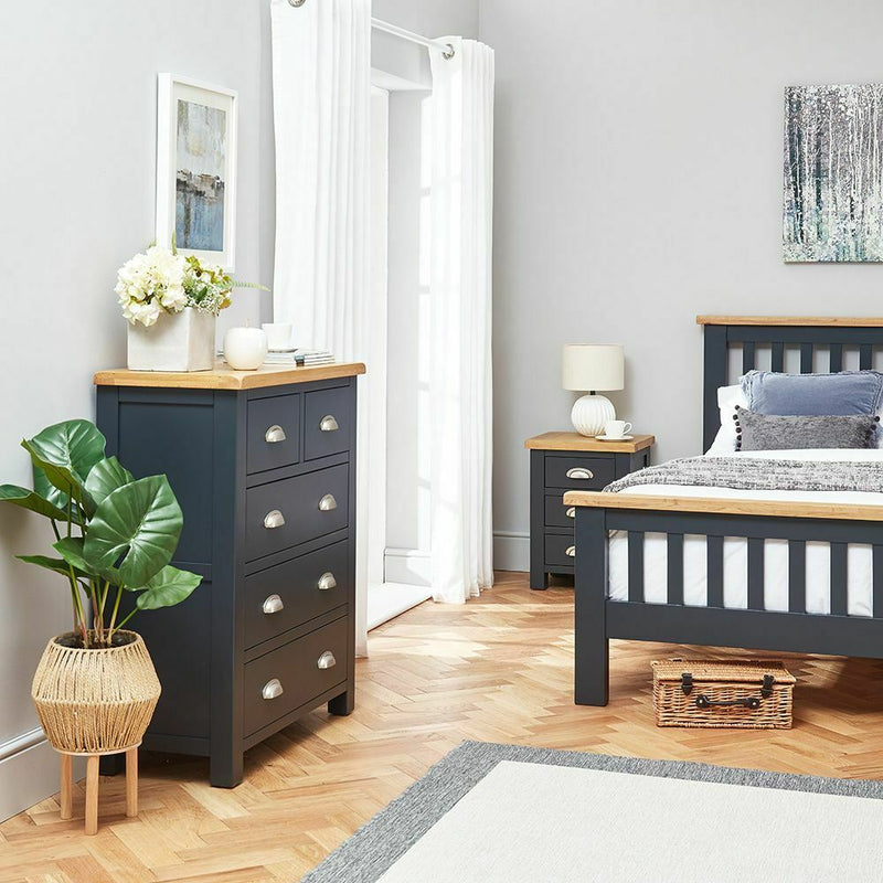 Painted Charcoal Grey 2 over 3 Drawer Chest - Cints and Home