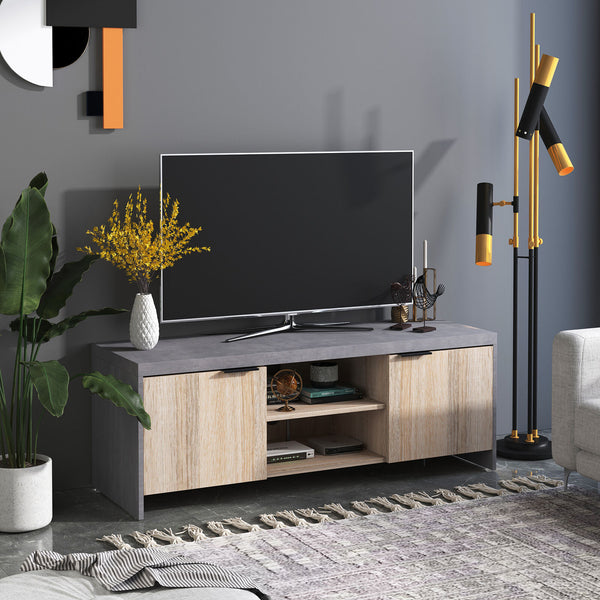Modern TV Cabinet Stand Unit - Wooden with Storage Space Shelves - Cints and Home