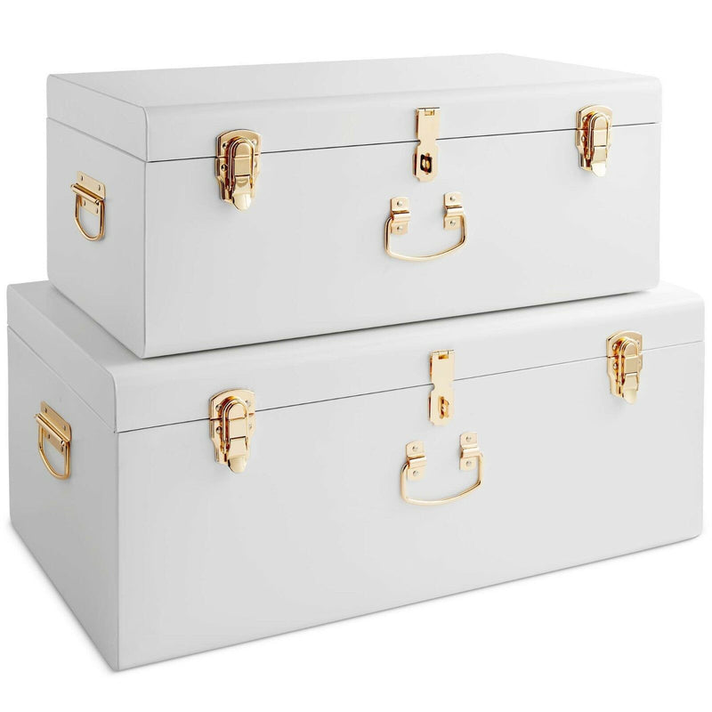 Set of 2 White Storage Trunks Box - Cints and Home