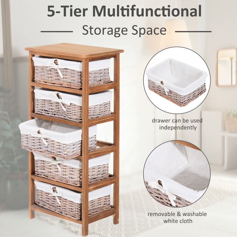 5 Shelve Dresser Wicker for Storage - Cints and Home