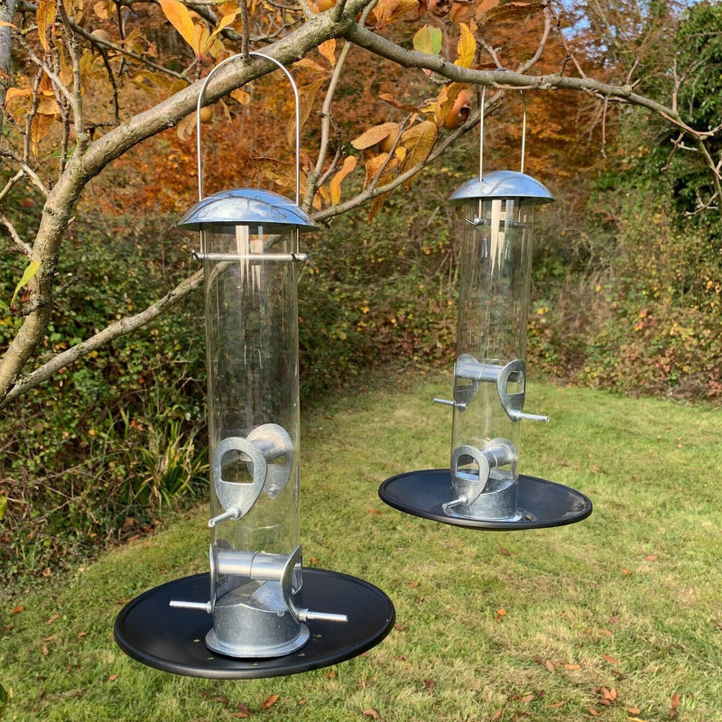 Set of 2 Bird Feeder with Seed Catcher Tray Attachment - Cints and Home