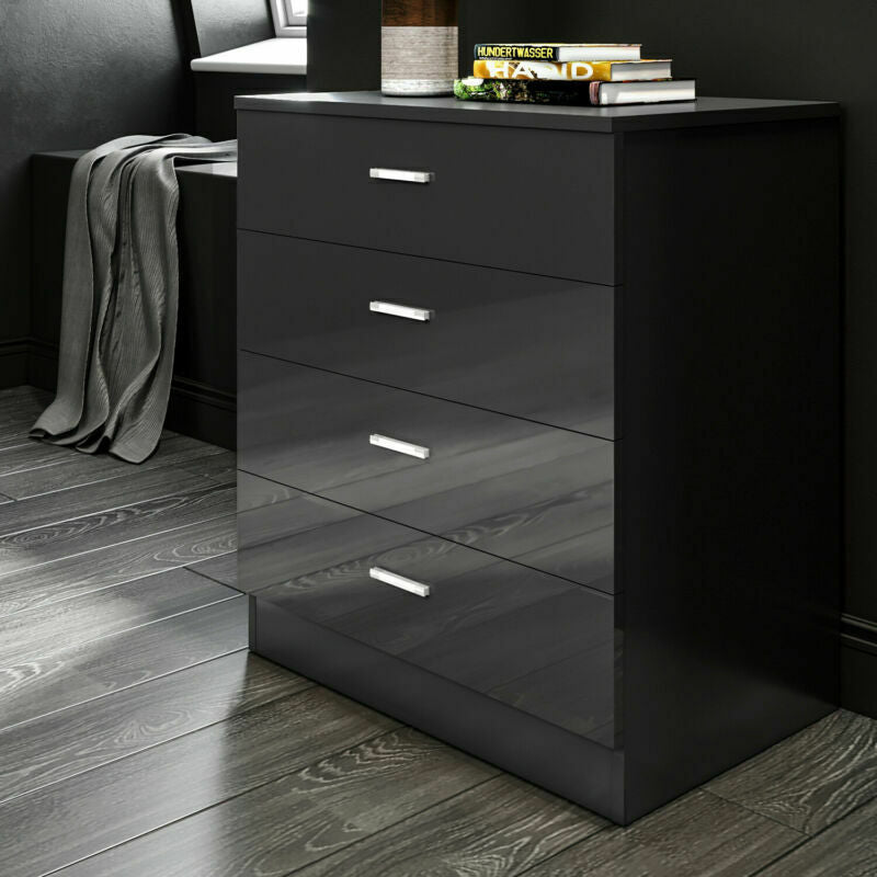High Gloss Chest of 4 Drawers - Cints and Home
