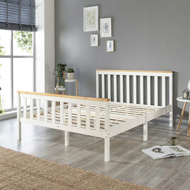 Solid Wood White Bed Frame - Cints and Home