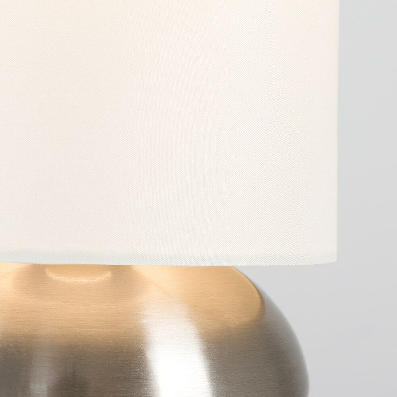 Pair of Bedside Table Chrome Lamps  - Cream - Cints and Home