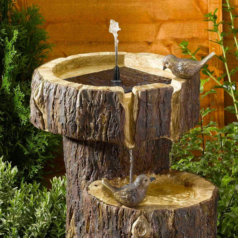 Solar Power Tiered Tree Trunk Water Fountain - Cints and Home