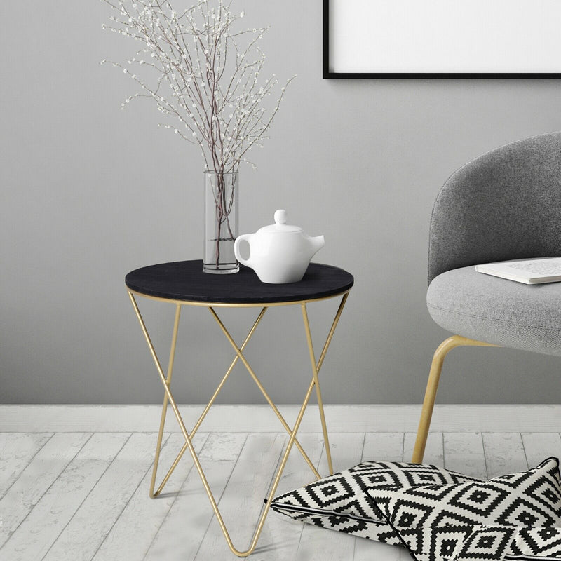 Black and Gold Round Coffee Table - Cints and Home