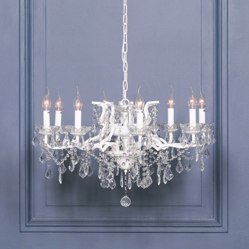 French Style 8 Arm White Chandelier - Cints and Home