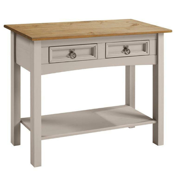 Corona Console Table Grey Wax 2 Drawer - Cints and Home