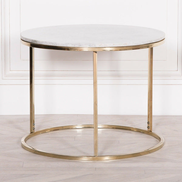 Marble Top Gold Frame Side Table - Cints and Home