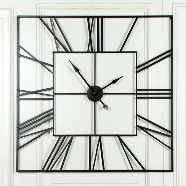 Extra Large 120cm Black Square Wall Clock - Cints and Home