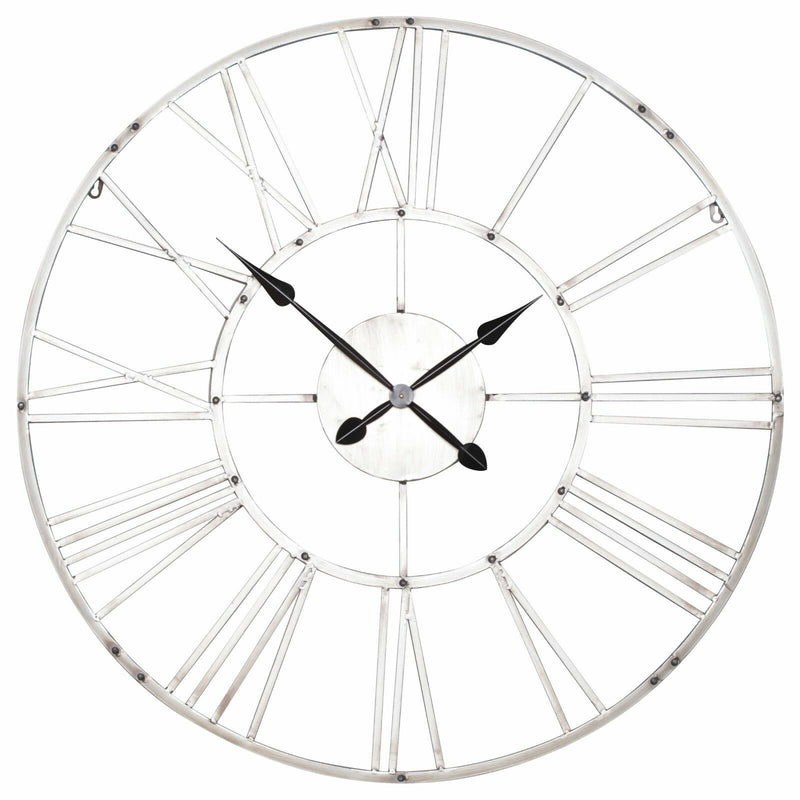 92cm Roman Vintage Silver Metal Wall Clock - Cints and Home