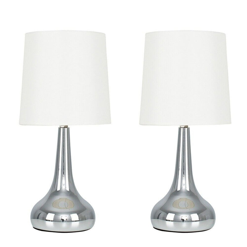 Touch Table Pair Lamps 34cm Chrome - Cints and Home