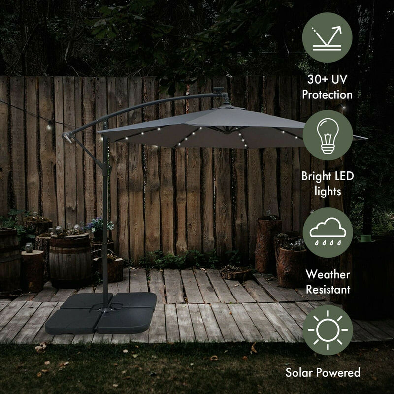 Cantilever Parasol with Solar Powered Lights - Cints and Home