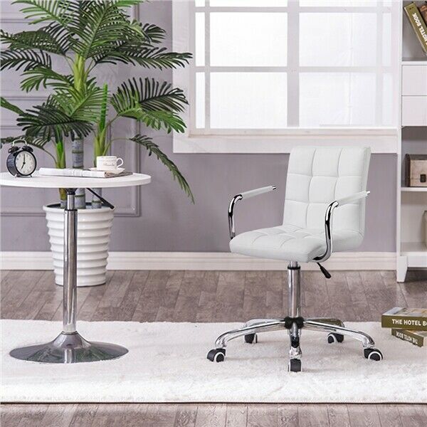 Office Chair PU Leather Desk Chair  White - Cints and Home