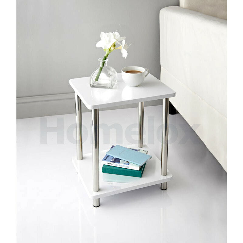2 Tier White Gloss Finish Side Table - Cints and Home
