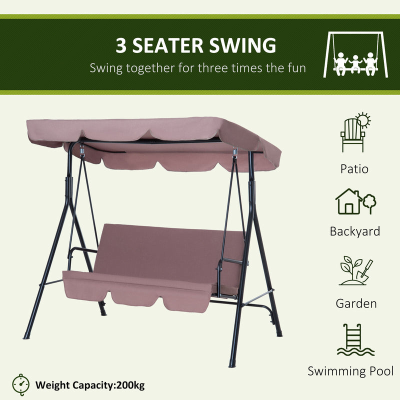 Outsunny Metal Swing Chair 3 Seater - Cints and Home