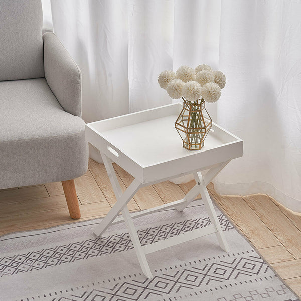 Folding Wooden Side Table Portable Lap Serving Tray - Cints and Home