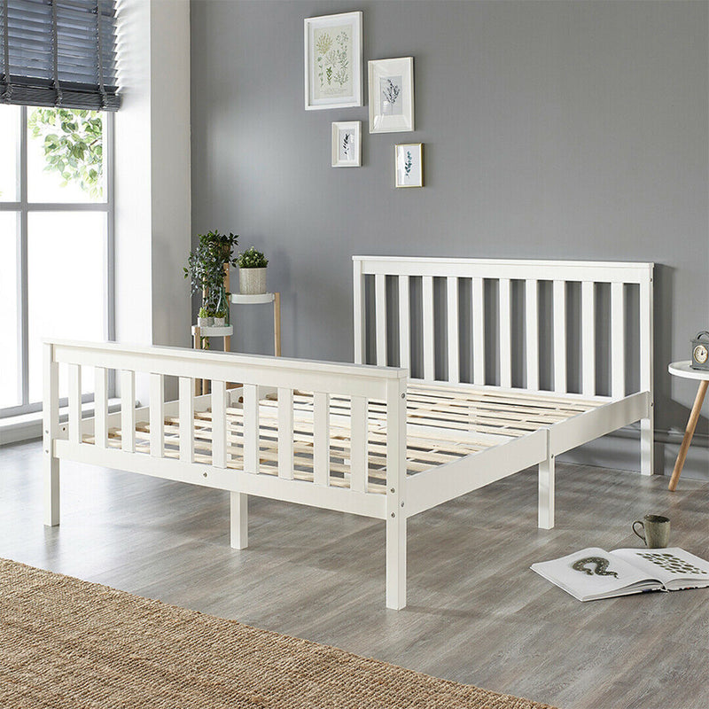 Solid Wood White Bed Frame - Cints and Home