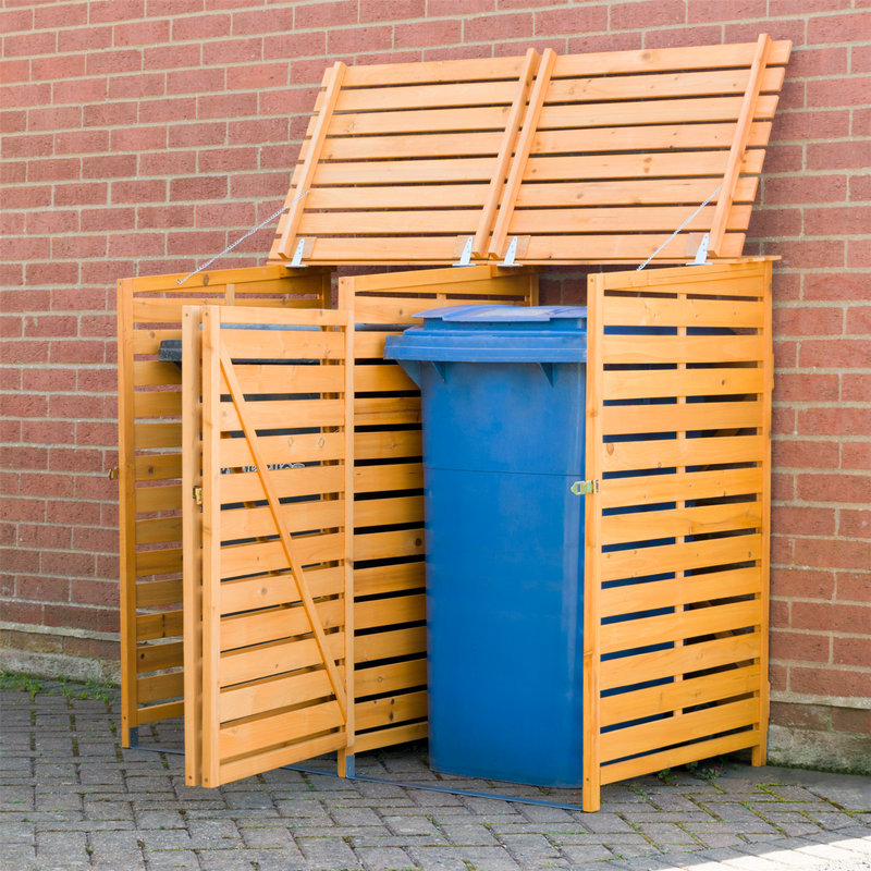 Double Wooden Wheelie Bin Store - Cints and Home