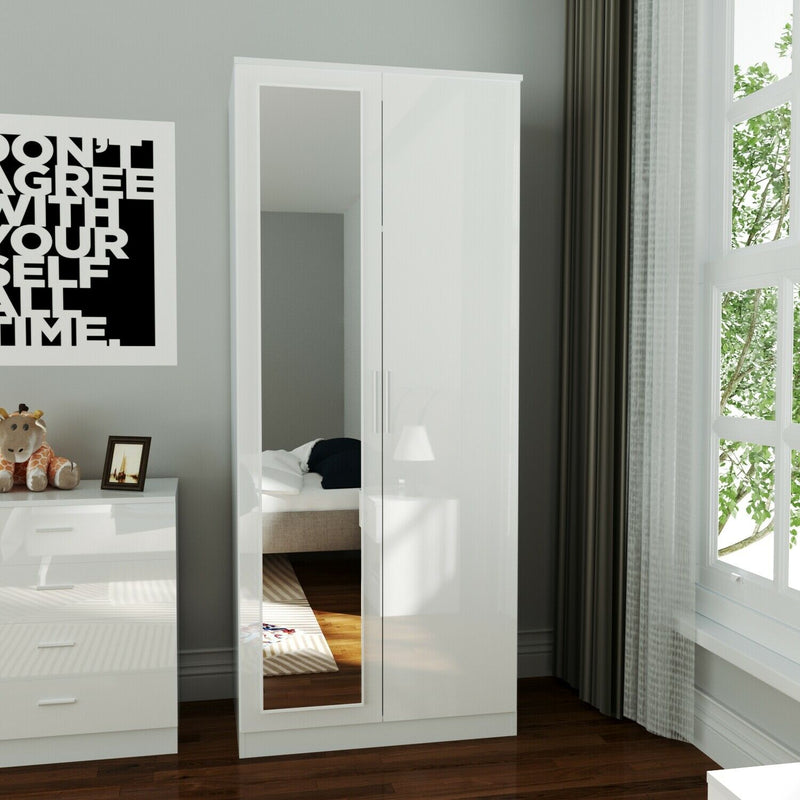 2 Door Wardrobe with Mirror - Cints and Home