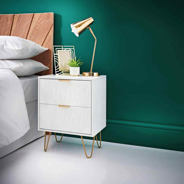 4 Drawer Chest & 2 Drawer Bedside Table With Gold Legs - Cints and Home