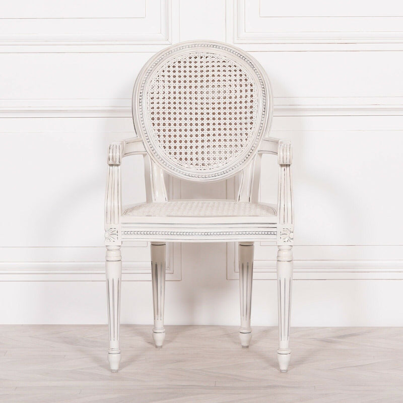 French Off White Rattan Dining Chair - Cints and Home
