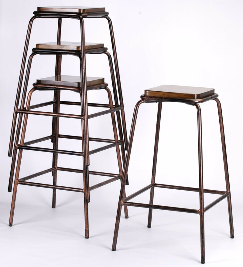 INDUSTRIAL LAB COPPER STYLE WOODEN STOOL - Cints and Home