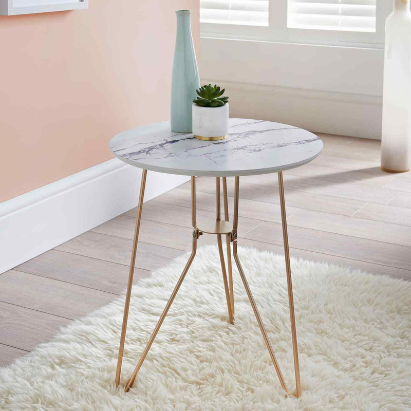 Marble Top Side Table with Gold Metal Legs - Cints and Home