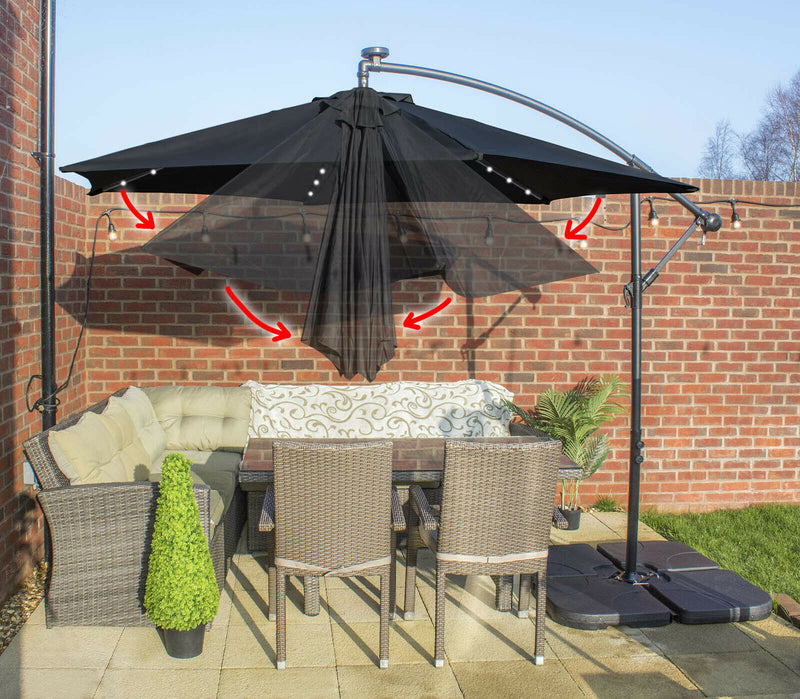 Cantilever Parasol with Solar Powered Lights - Cints and Home
