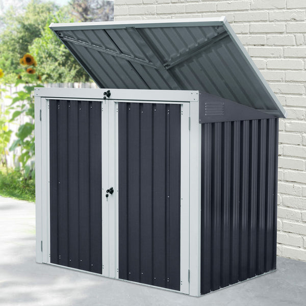 2-Bin Corrugated Rubbish Storage Shed - Cints and Home