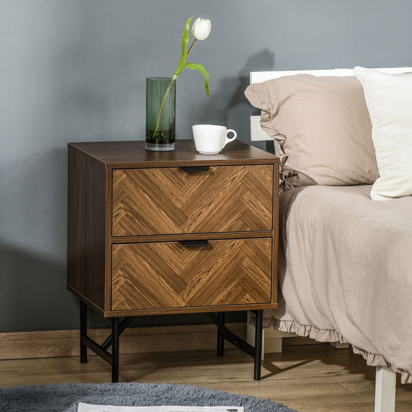 Brown Two-Drawer Bedside Cabinet - Bedroom Storage - Cints and Home