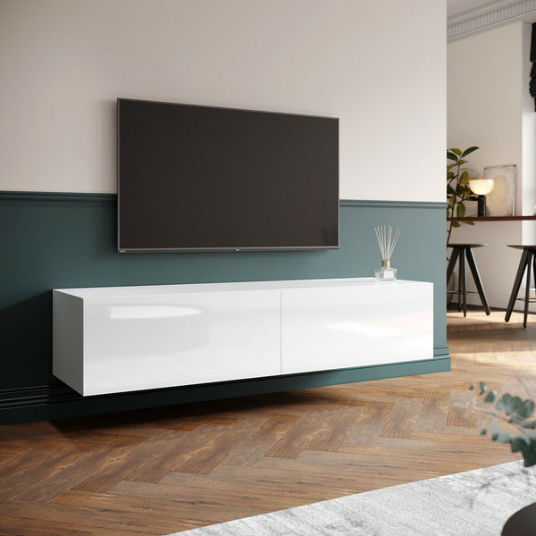 White TV Unit Cabinet - Floating - Cints and Home