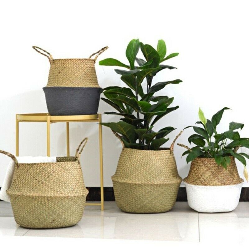 Seagrass Basket - Plant Pot Storage and Woven Wicker Laundry Basket - Cints and Home