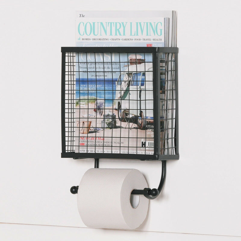 Black Metal Magazine/Toilet Paper Holder - Cints and Home