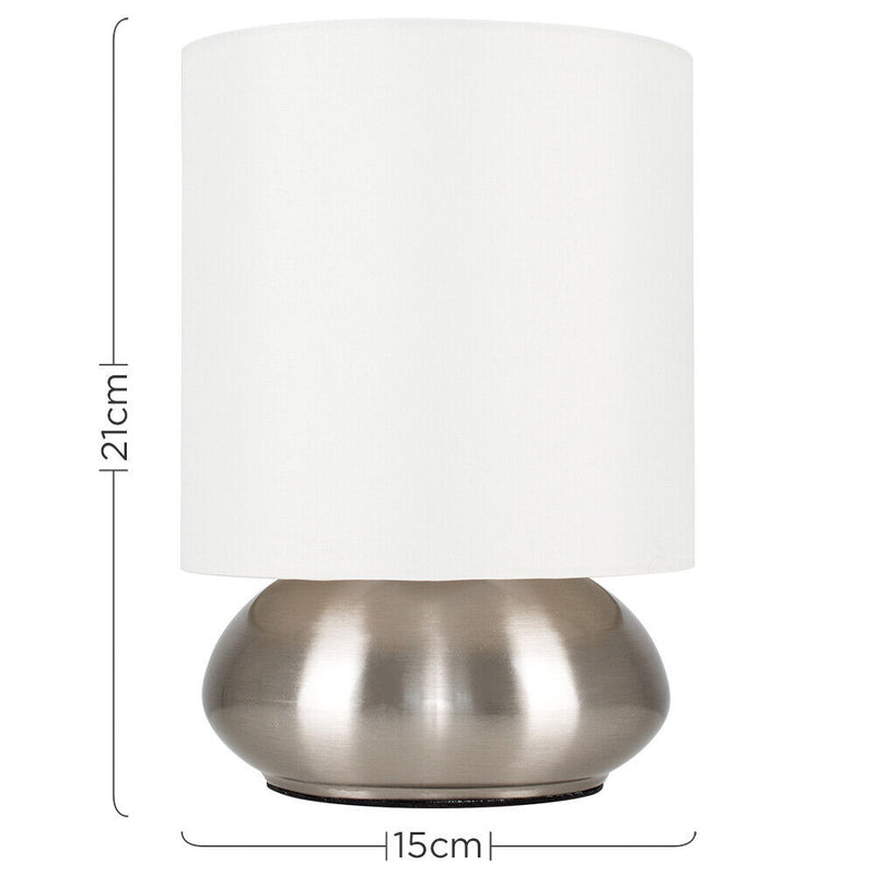 Pair of Bedside Table Chrome Lamps  - Cream - Cints and Home