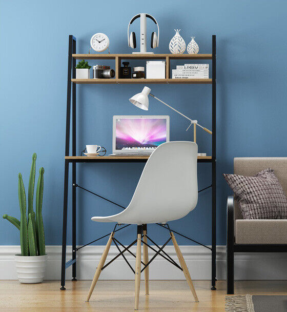 2 Tier Computer Writing Desk with Bookshelf Laptop Workstation - Cints and Home