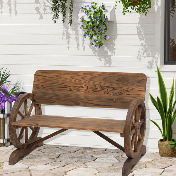 Rustic Wood Home Wagon Wheel Bench decor - Cints and Home